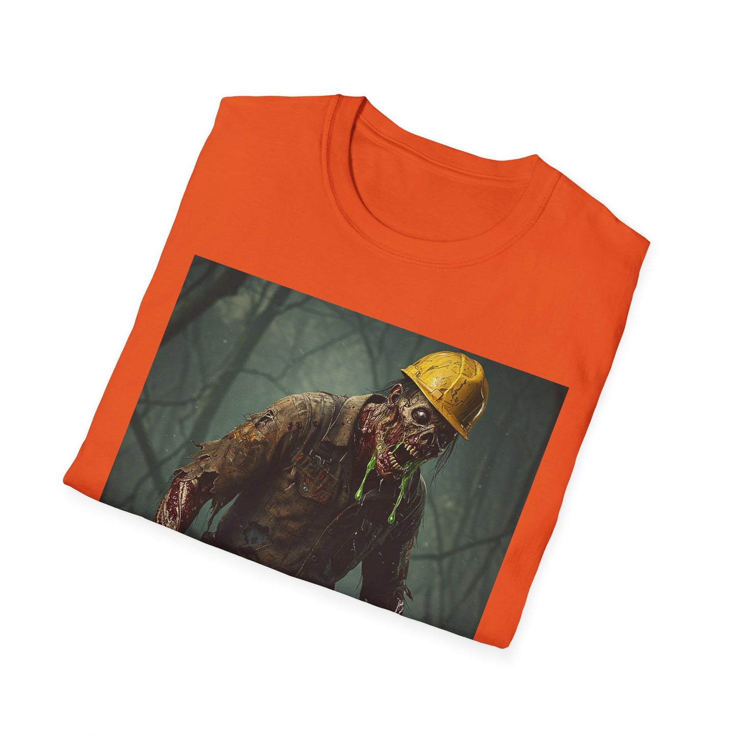 Zombie Construction Worker Unisex Softstyle T-Shirt | Spooky Halloween Apparel