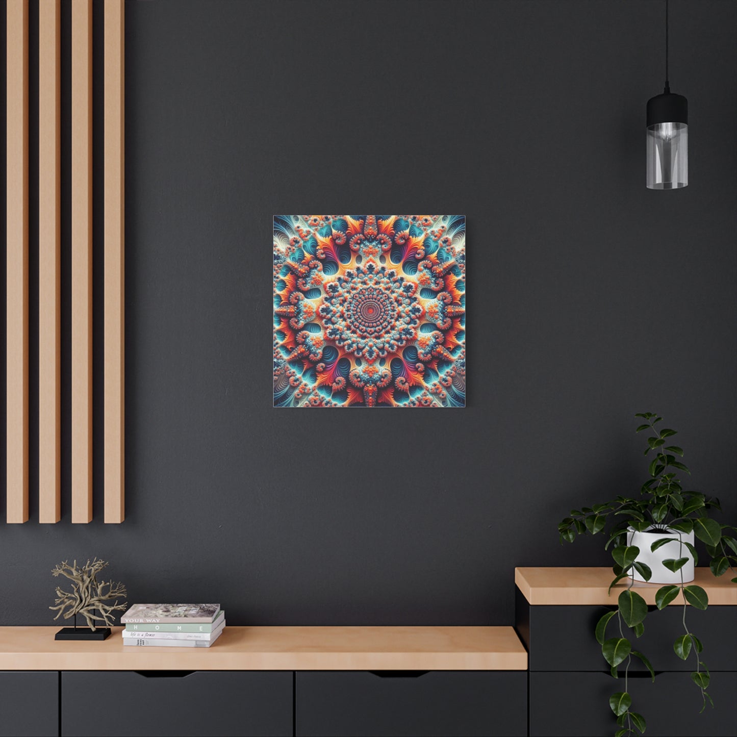 Vibrant Fractal Art Canvas – Stunning Stretched Wall Decor for Home or Office