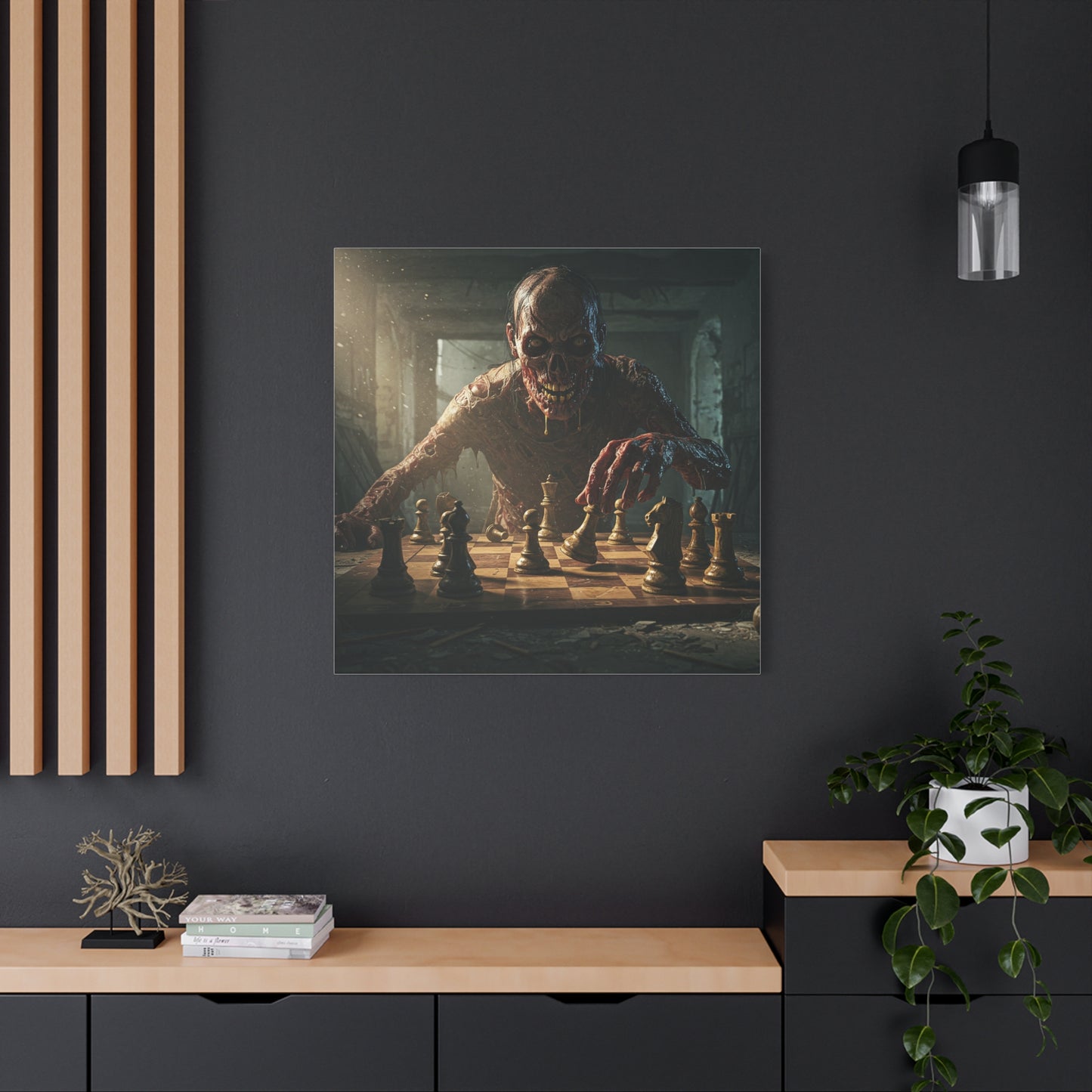 Zombie Chess Matte Canvas Wall Art for Horror Lovers