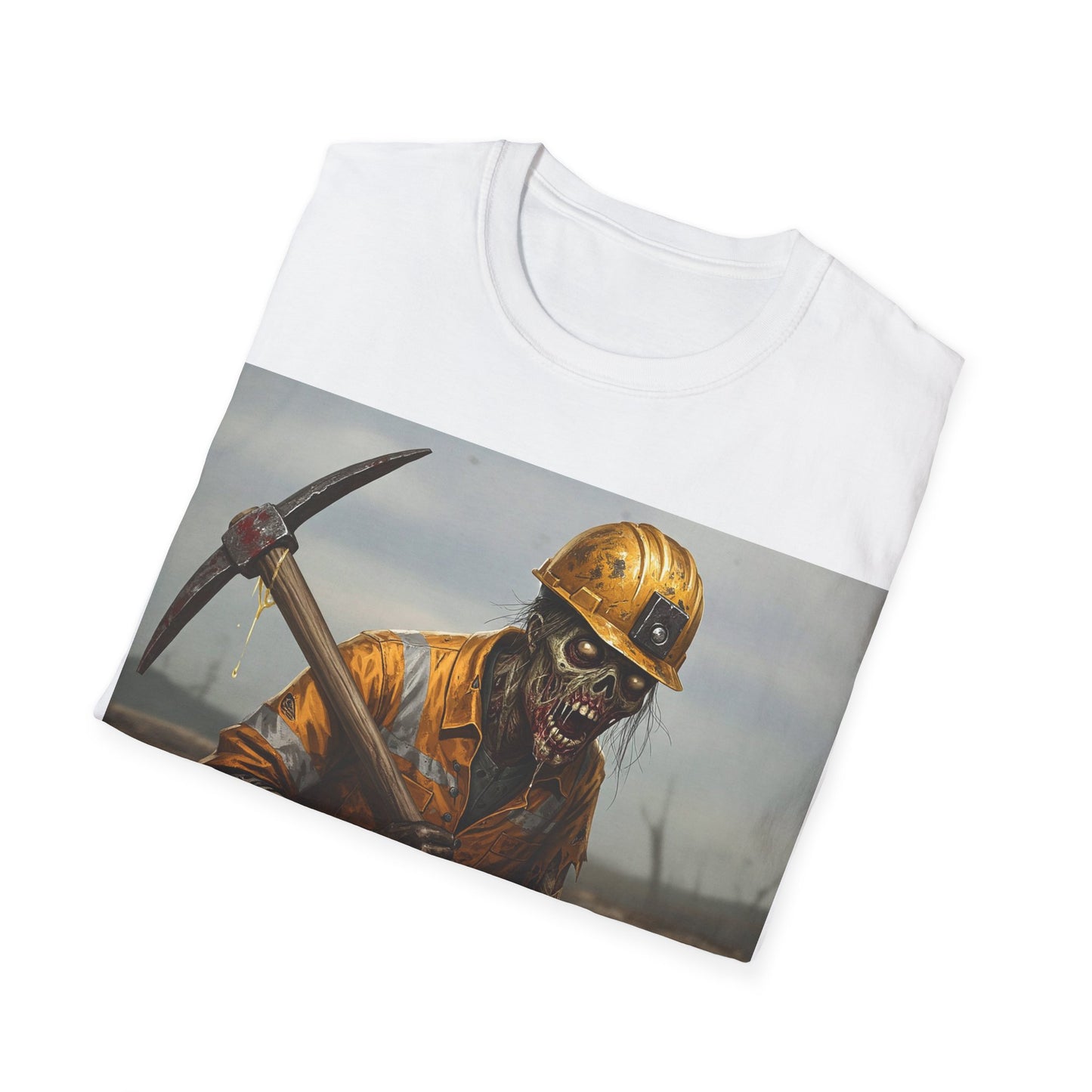 UK - Zombie Miner Unisex Softstyle T-Shirt | Spooky Graphic Tee for Horror Fans