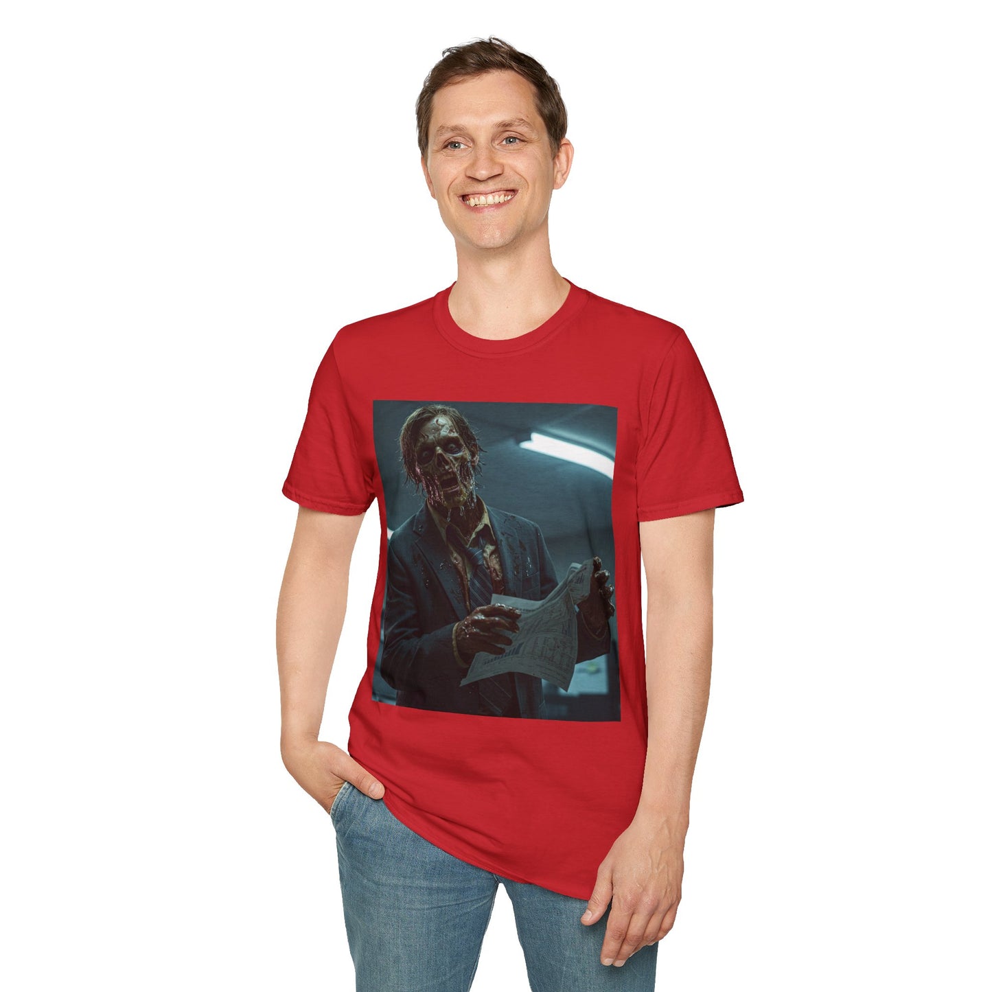 Zombie Horror Unisex Softstyle T-Shirt - Spooky Graphic Tee for Halloween and Horror Lovers