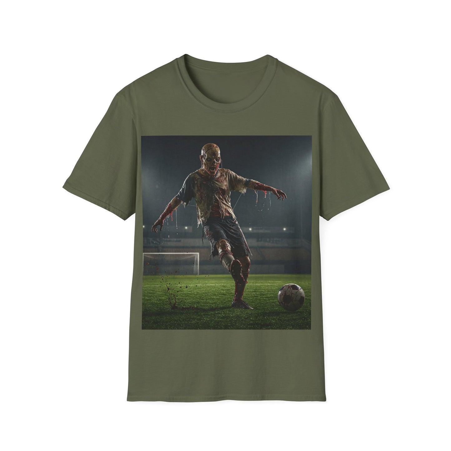 UK - Zombie Soccer Unisex Softstyle T-Shirt - Perfect for Halloween and Sports Lovers
