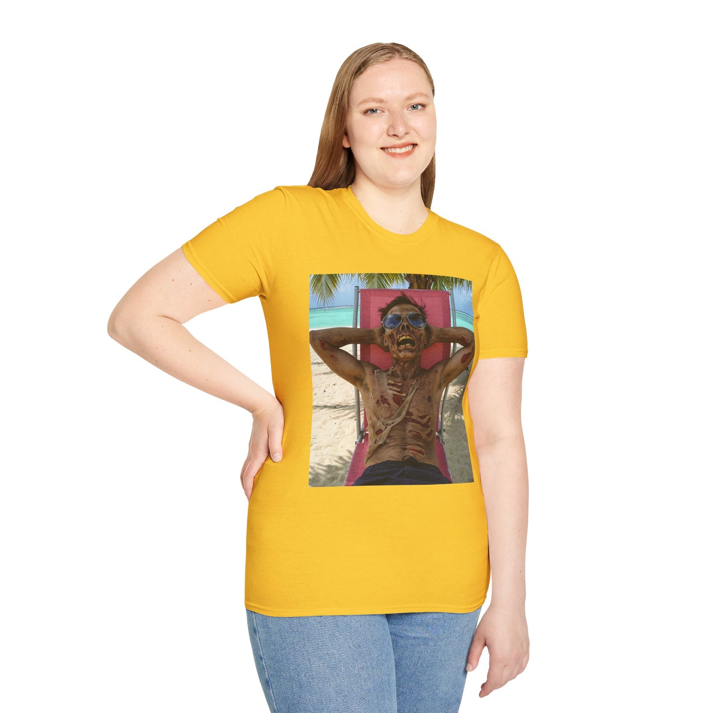 Chill Zombie Unisex Softstyle T-Shirt - Perfect for Beach Days & Halloween