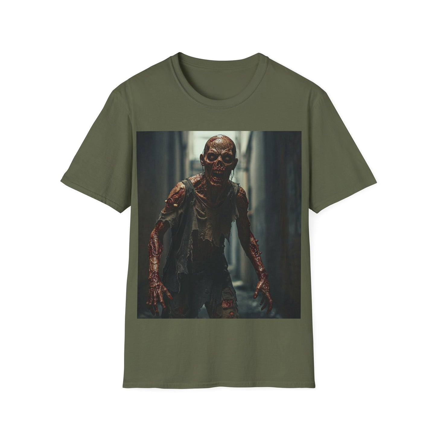 UK - Zombie Graphic Unisex Softstyle T-Shirt - Perfect for Halloween & Horror Fans