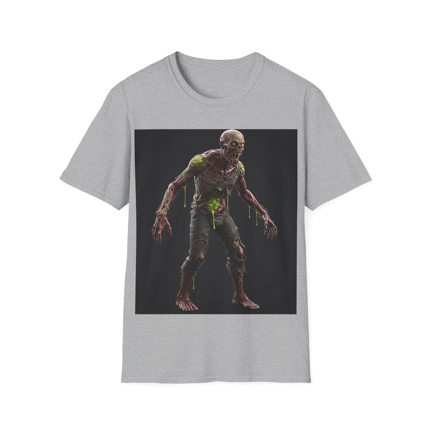UK - Zombie Graphic Unisex Softstyle T-Shirt - Perfect for Halloween and Horror Fans