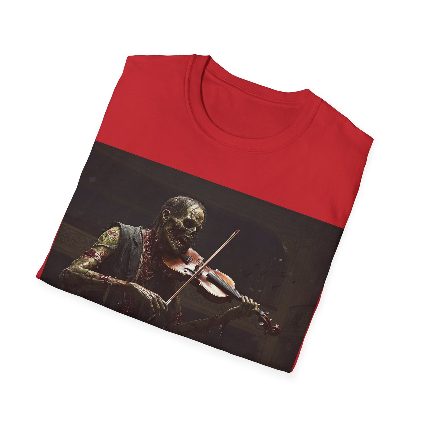 UK - Vintage Zombie Violinist Apocalyptic Portrait Tee, bold, decaying zombie graphic