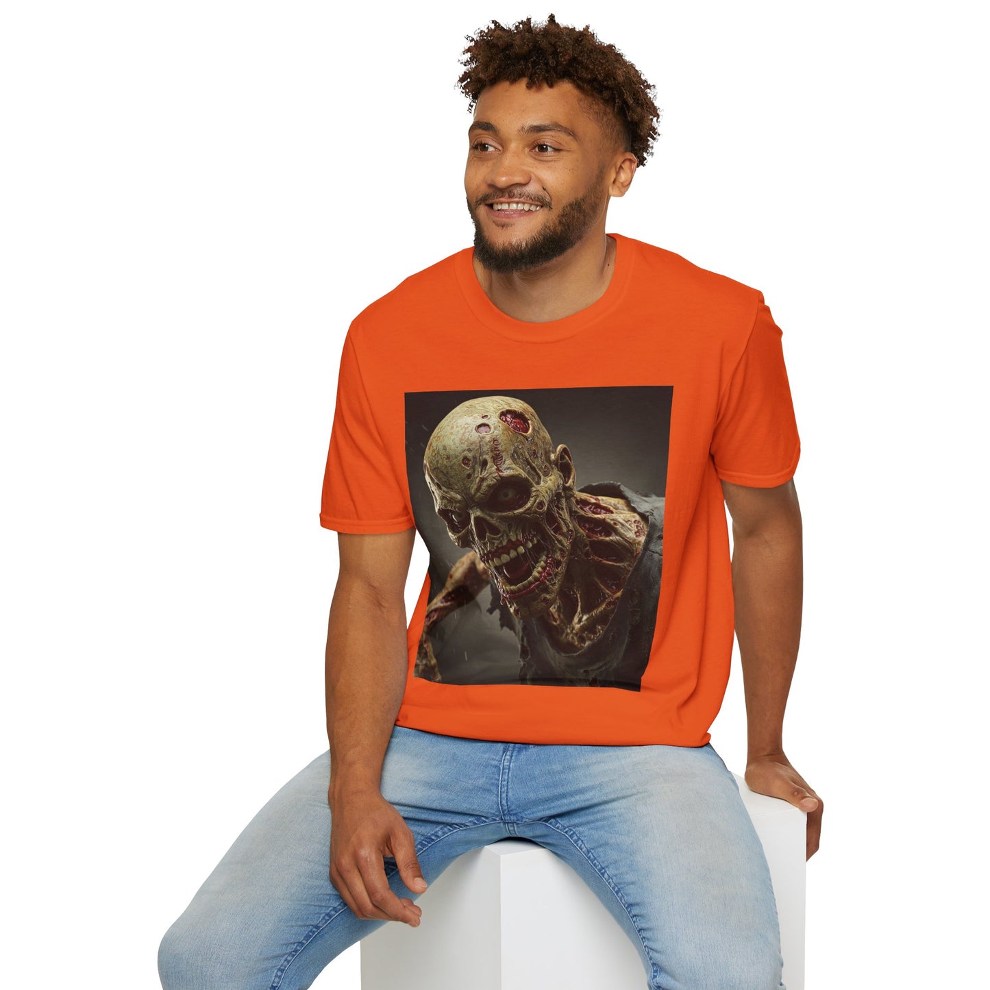 Zombie Skull Unisex Softstyle T-Shirt - Spooky Halloween Tee