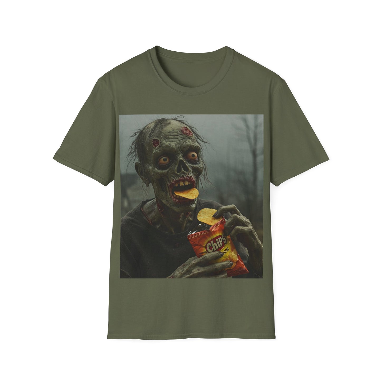 UK - Zombie Snack Unisex Softstyle T-Shirt - Perfect for Horror Fans & Halloween