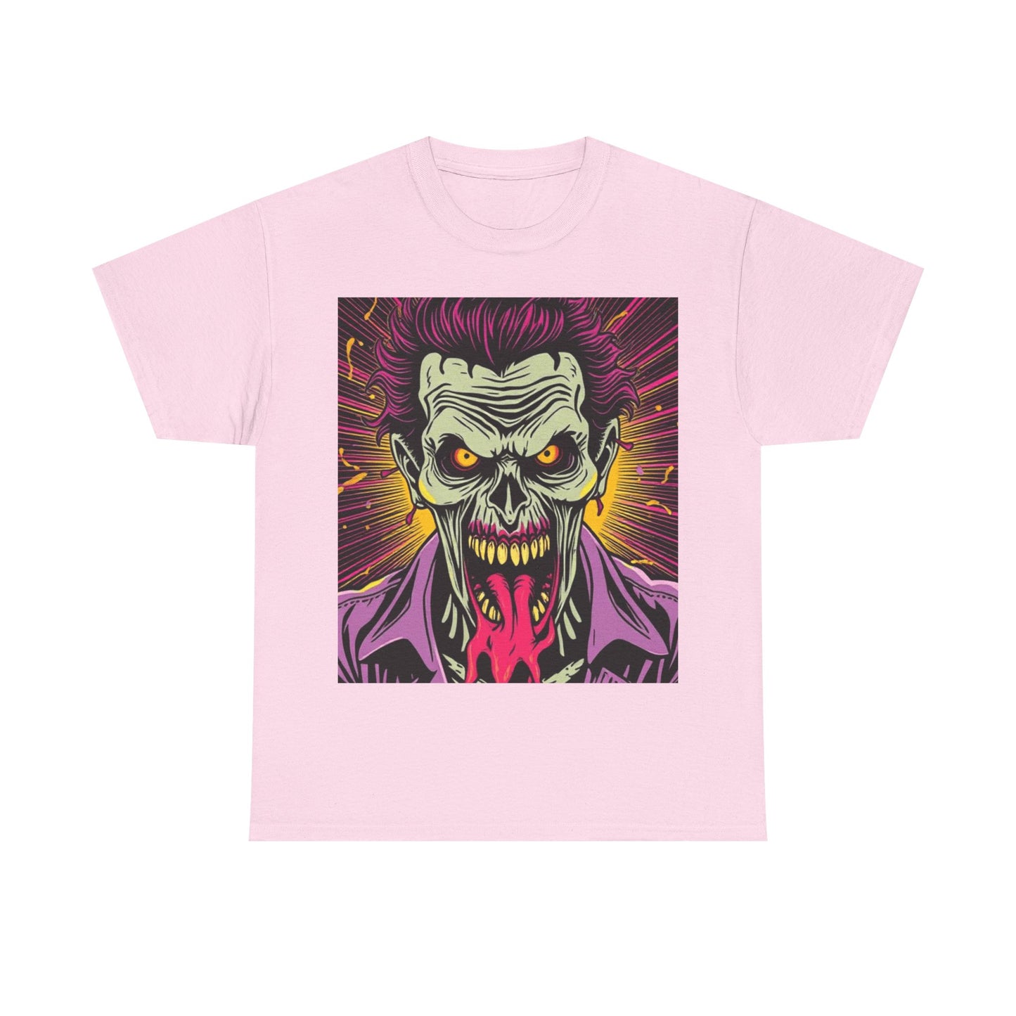 UK - Unisex Heavy Cotton Tee - Vibrant Zombie Joker Graphic Tee