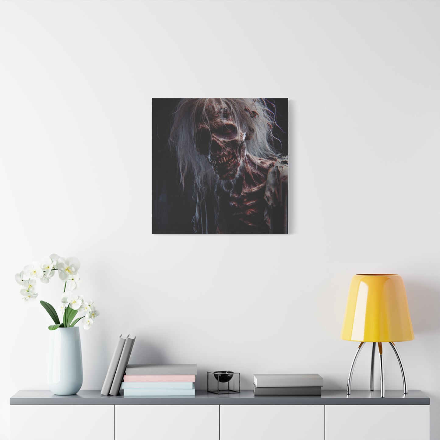Creepy Zombie Wall Art Canvas - 12" Horror Decor