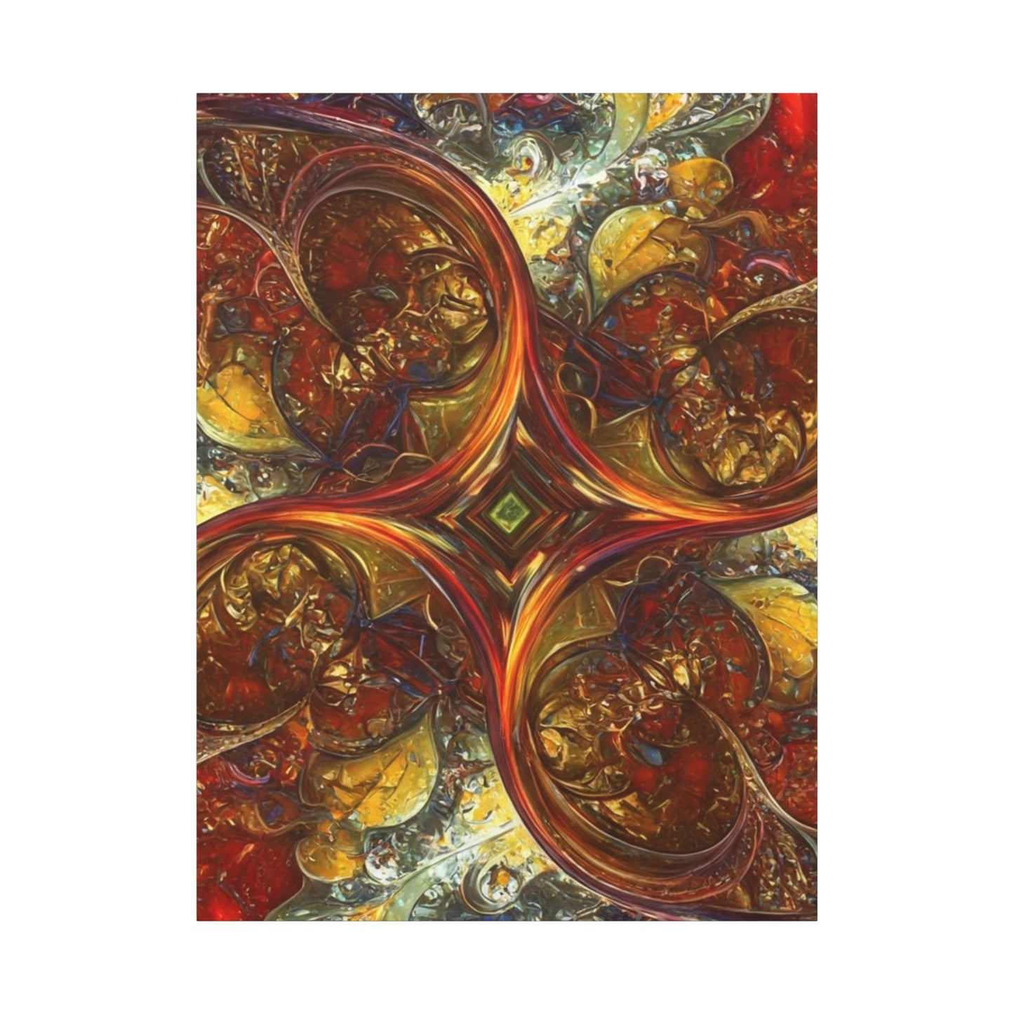 Abstract Art Matte Canvas Wall Decor - Vibrant Fractal Design, Colorful Home Accent
