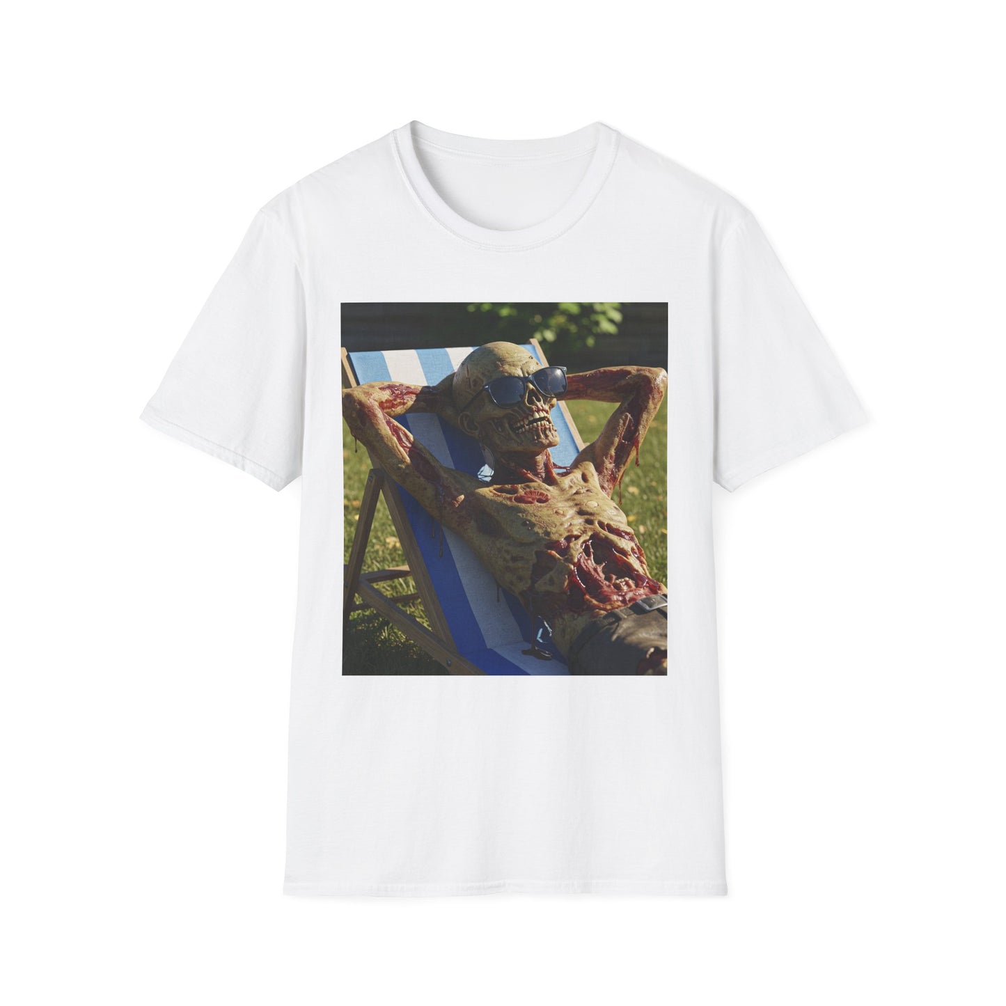 Chillin' Skeleton Unisex Softstyle T-Shirt - Casual Halloween Vibe