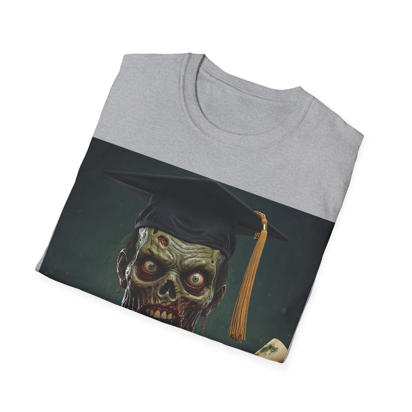 UK - Zombie Graduate Unisex Softstyle T-Shirt - Perfect for Halloween & Graduation