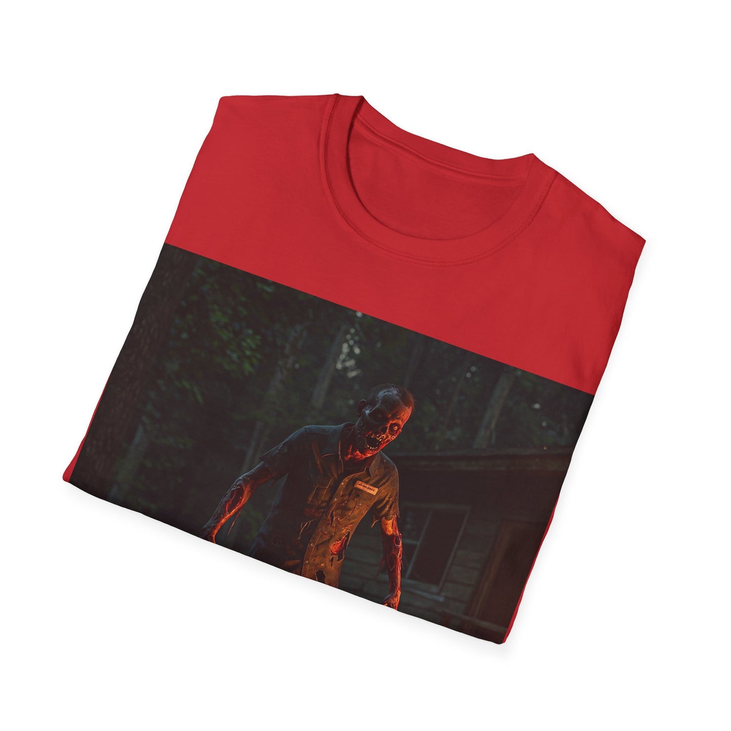 UK - Horror-Themed Unisex Softstyle T-Shirt - Creepy Zombie Design