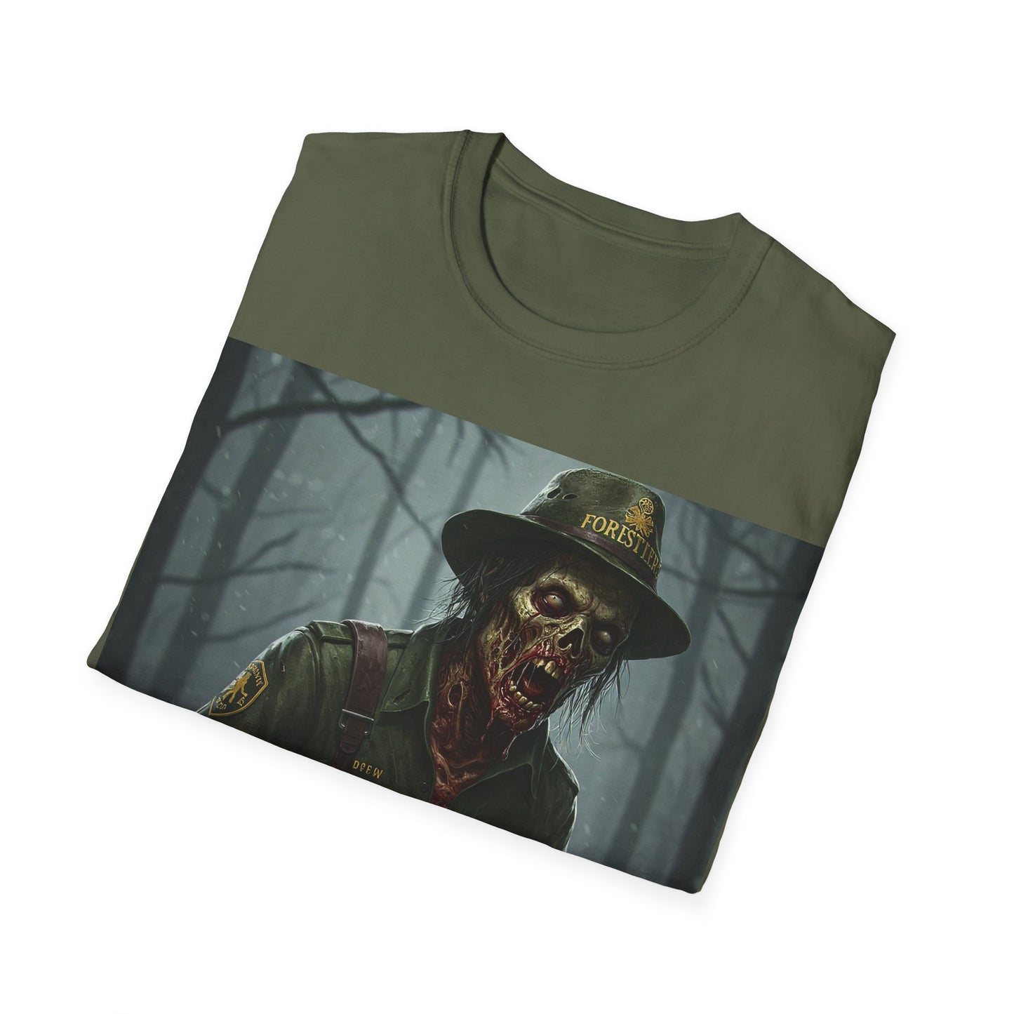 UK - Halloween Zombie Unisex Softstyle T-Shirt - Spooky Scarecrow Design