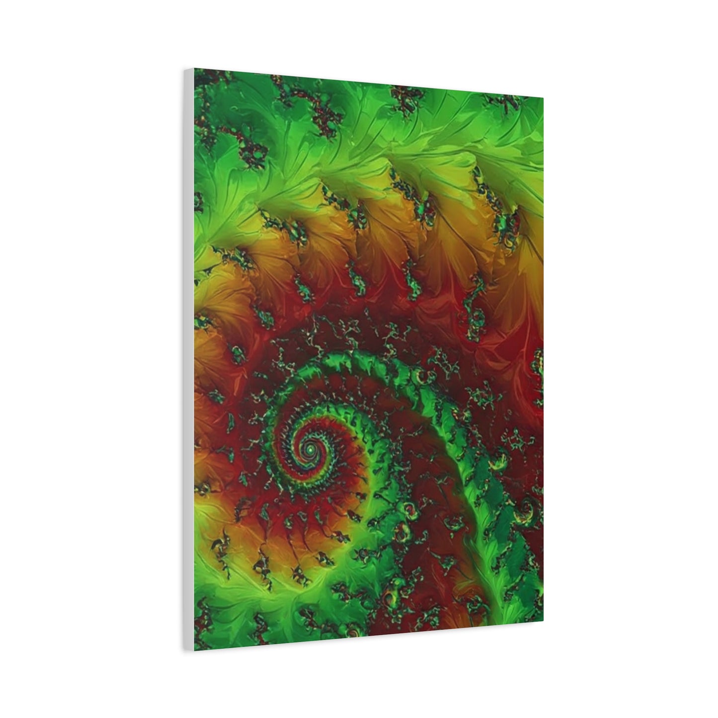 Vibrant Fractal Art Canvas - Green and Red Abstract Wall Decor