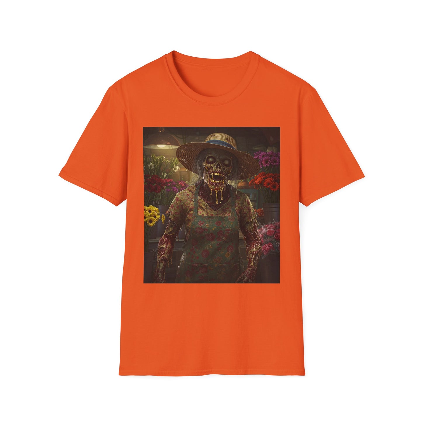 Unisex Softstyle T-Shirt - Vintage Floral Skeleton Design for Halloween