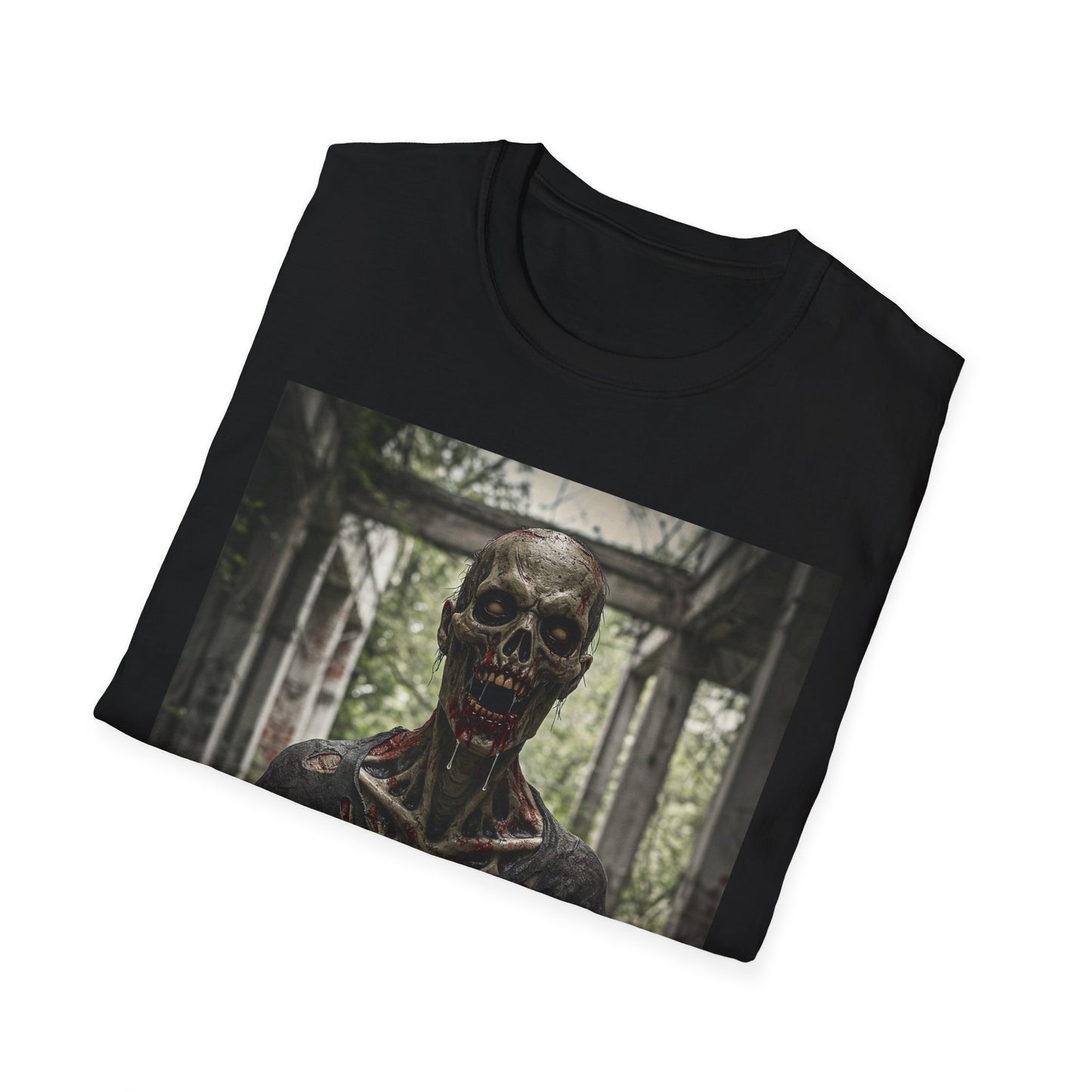 Apocalyptic Portrait Tee, bold, decaying zombie graphic