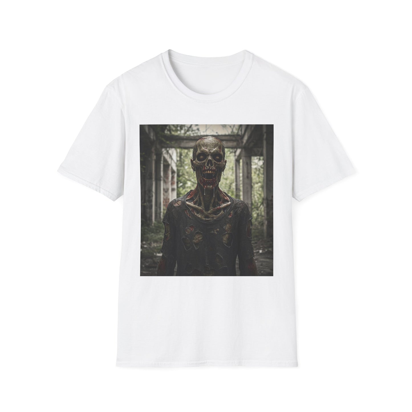 Apocalyptic Portrait Tee, bold, decaying zombie graphic