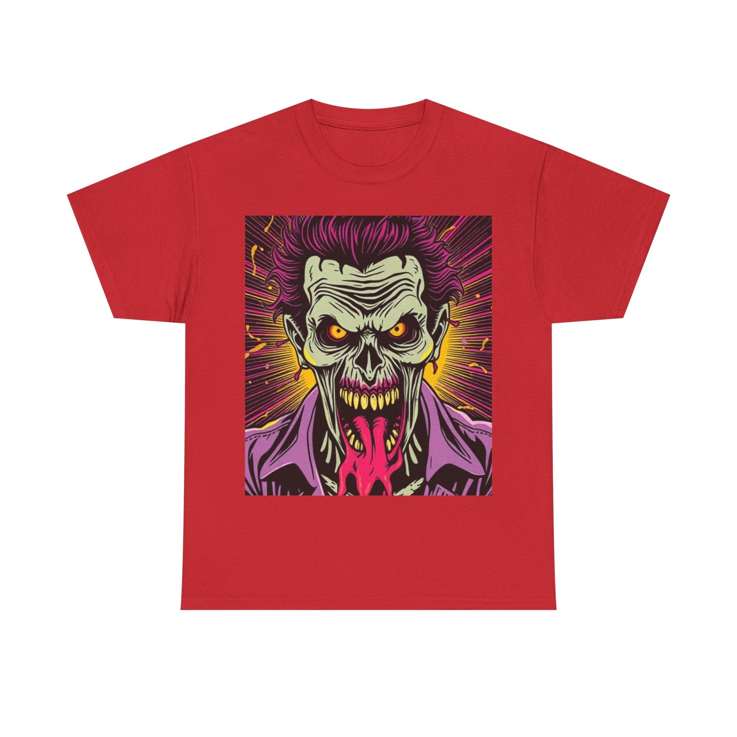 UK - Unisex Heavy Cotton Tee - Vibrant Zombie Joker Graphic Tee