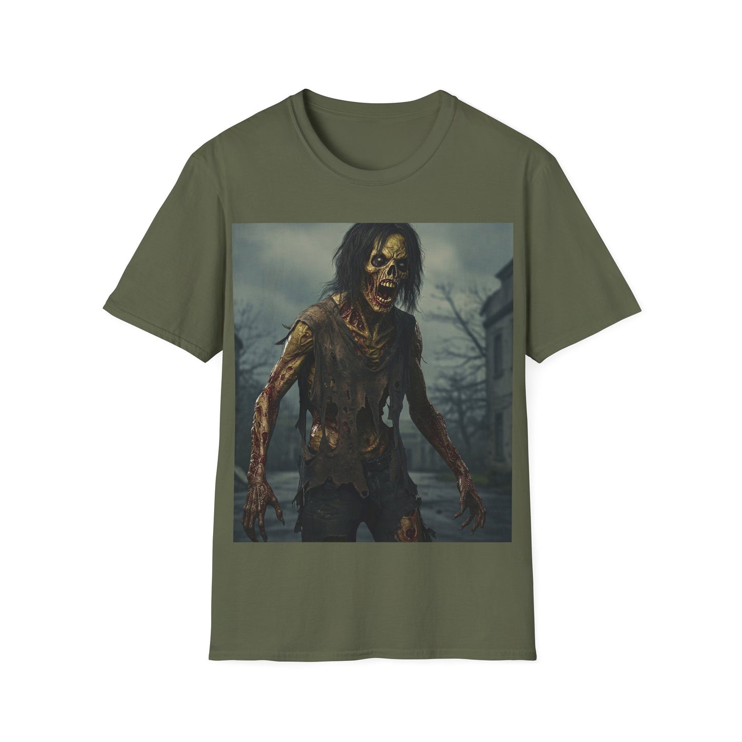UK - Zombie Apocalyptic Portrait Tee, bold, decaying zombie graphic