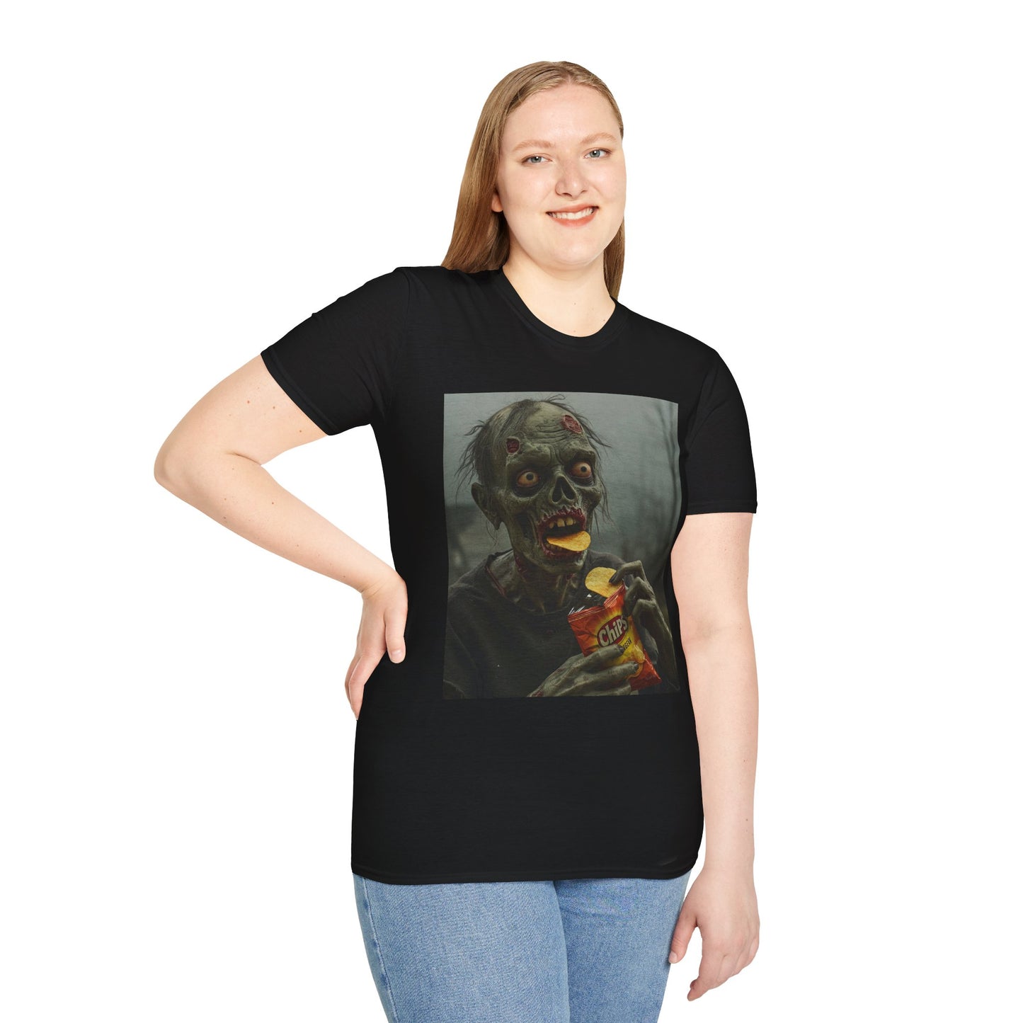 Zombie Snack Unisex Softstyle T-Shirt - Perfect for Horror Fans & Halloween