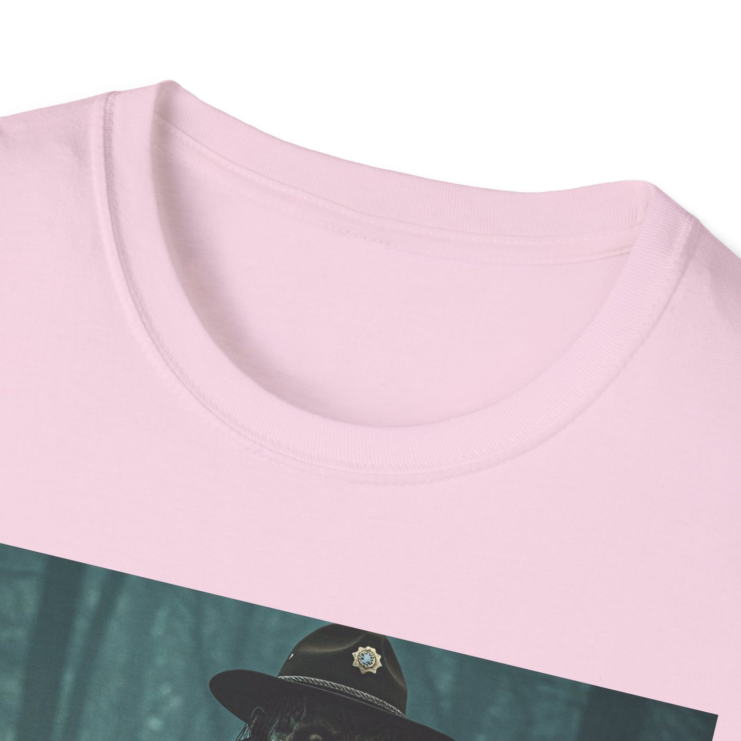 Creepy Forest Ranger Unisex Softstyle T-Shirt - Perfect for Halloween & Horror Fans