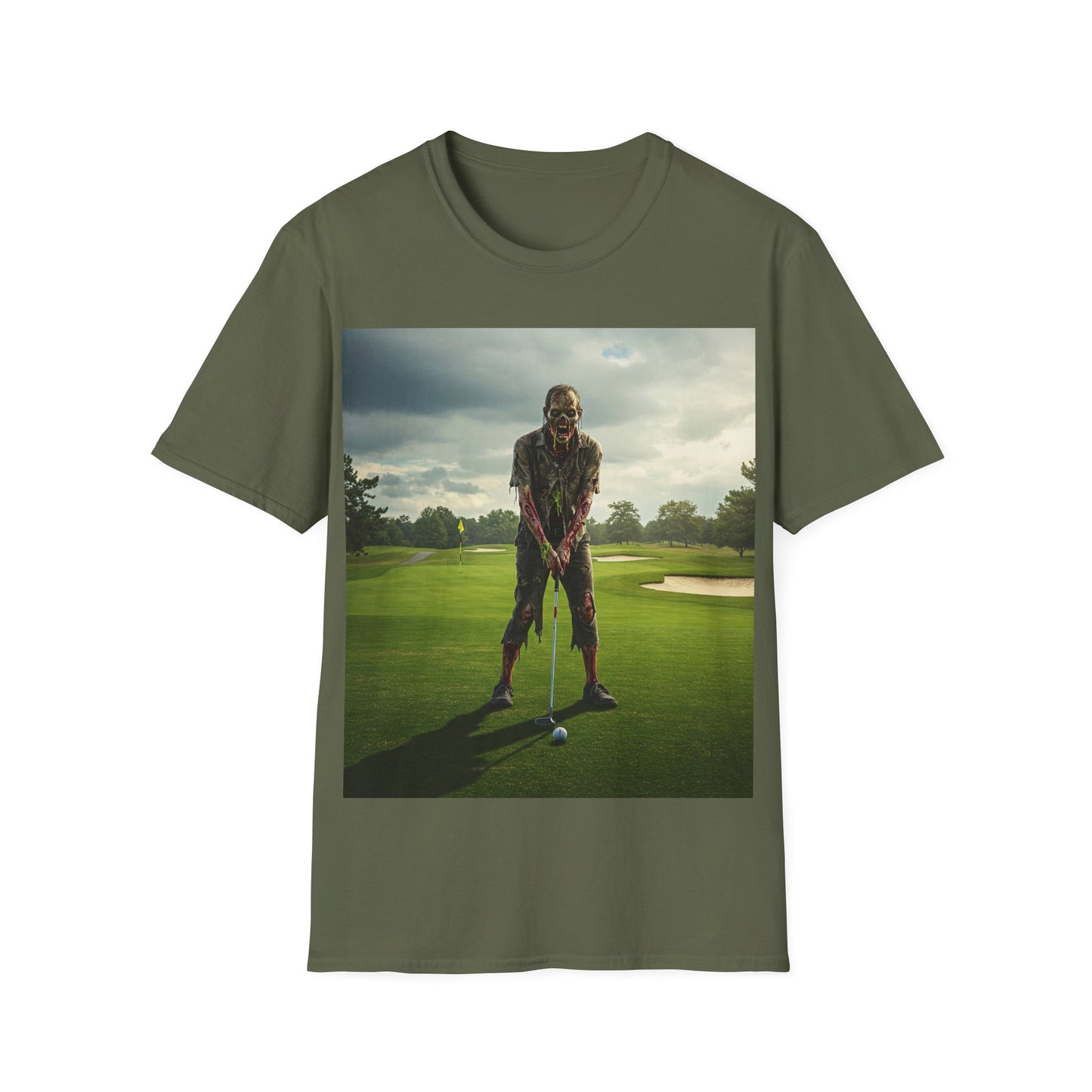 UK - Inspirational Golf Swing Apocalyptic Portrait Tee, bold, decaying zombie graphic
