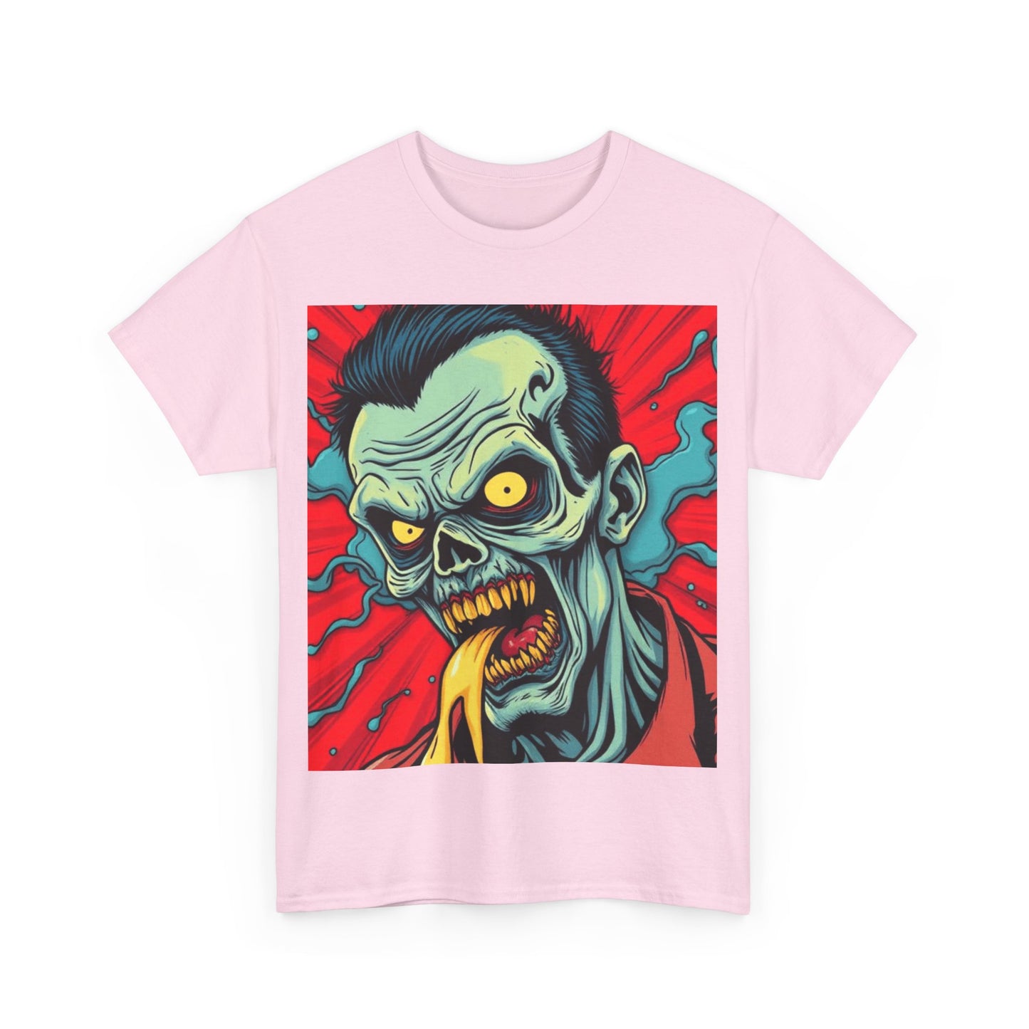 UK - Zombie Art Unisex Heavy Cotton Tee - Retro Horror Graphic Shirt