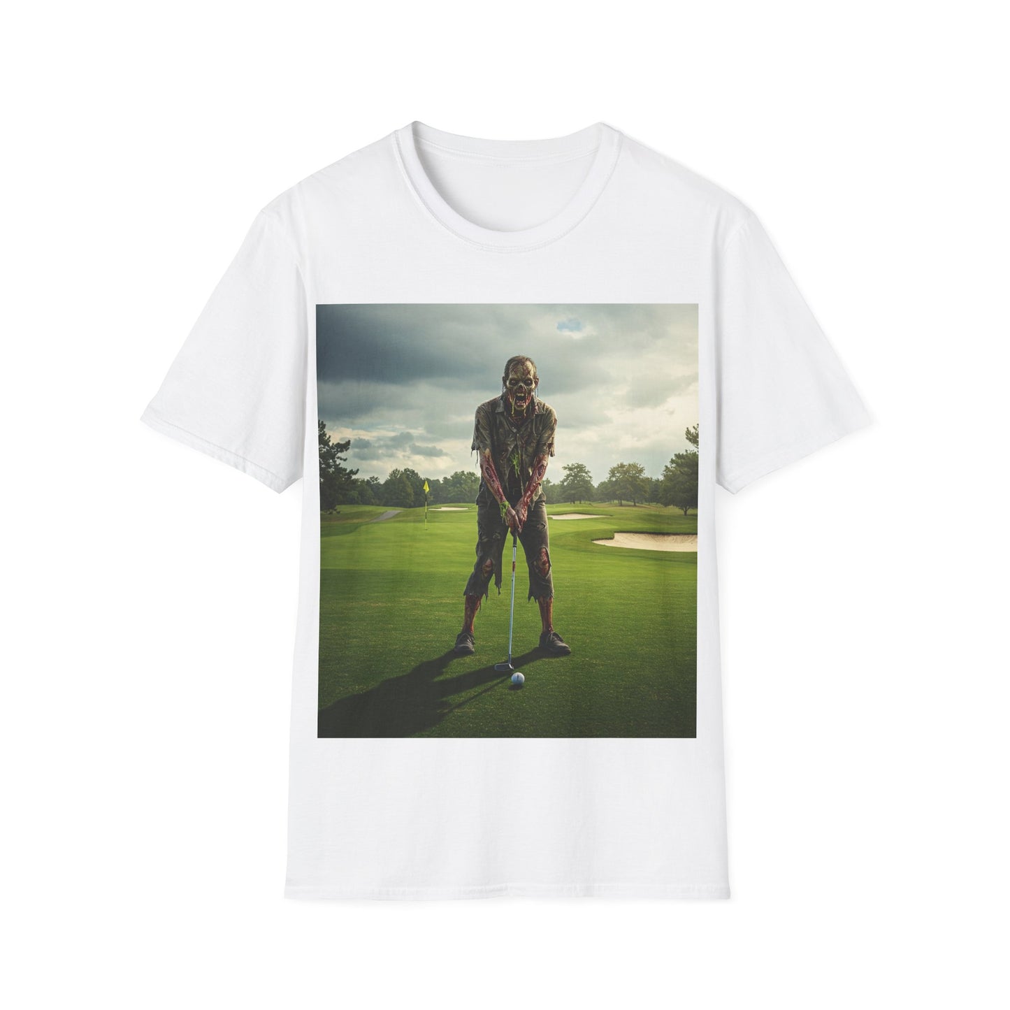UK - Inspirational Golf Swing Apocalyptic Portrait Tee, bold, decaying zombie graphic