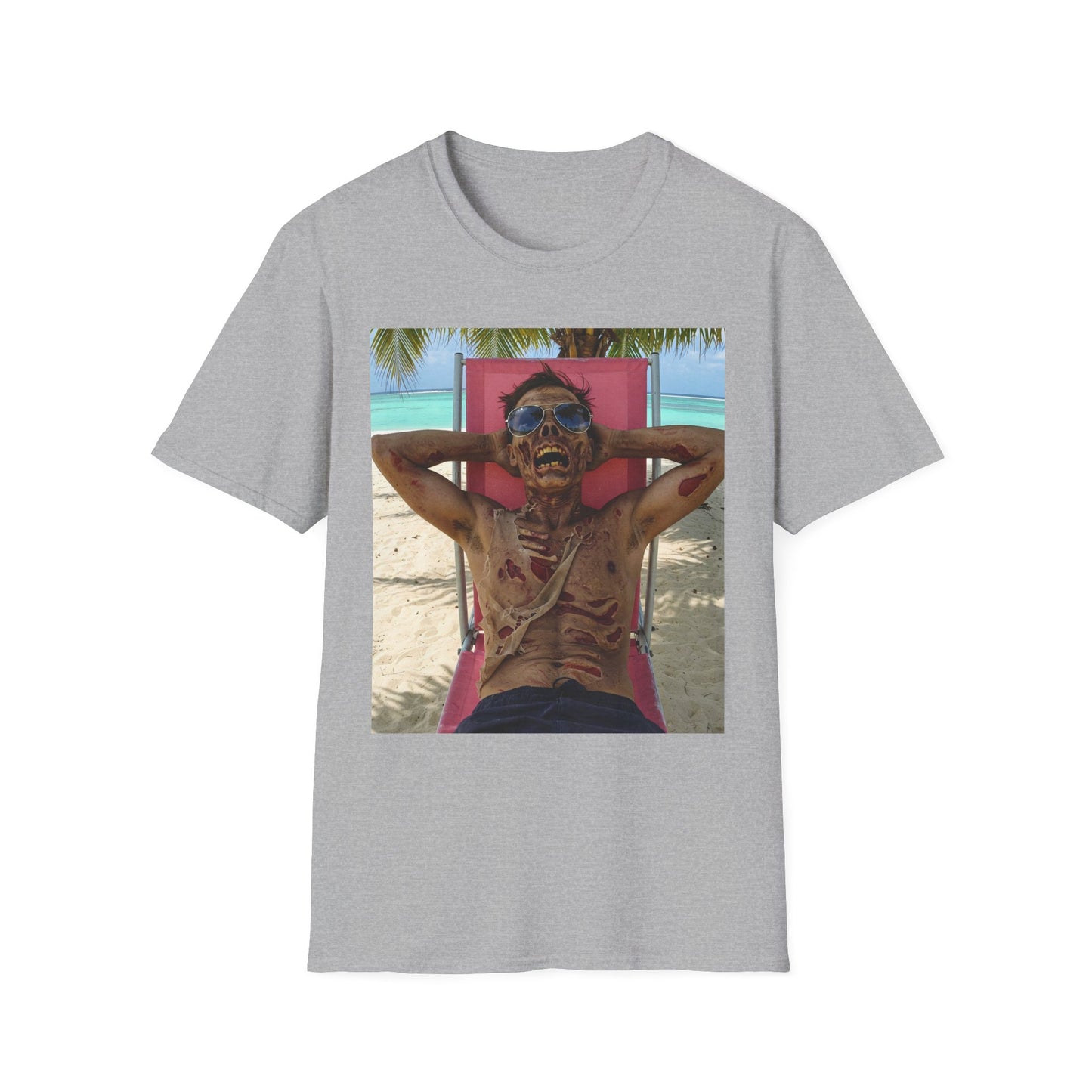 Chill Zombie Unisex Softstyle T-Shirt - Perfect for Beach Days & Halloween