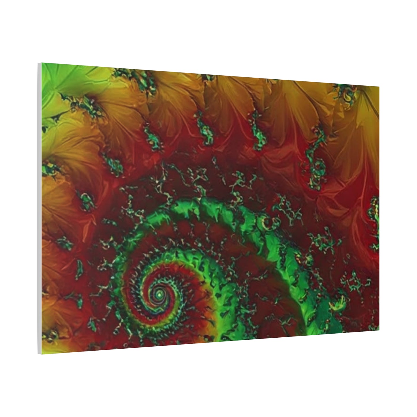 Vibrant Fractal Art Canvas - Green and Red Abstract Wall Decor