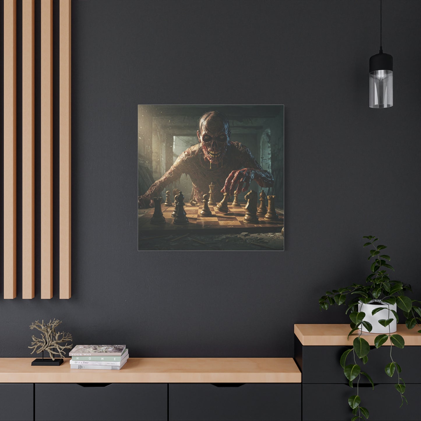 Zombie Chess Matte Canvas Wall Art for Horror Lovers