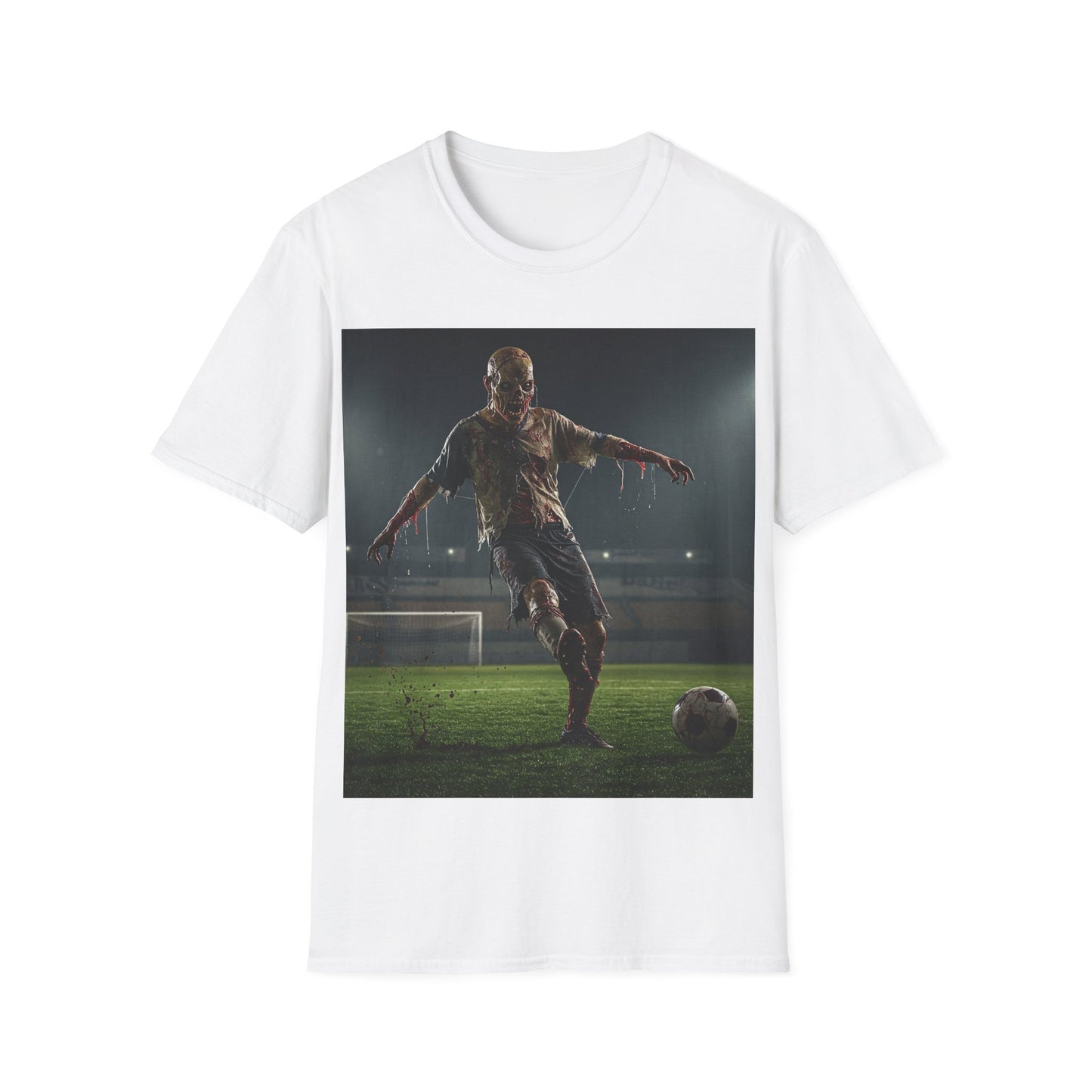 UK - Zombie Soccer Unisex Softstyle T-Shirt - Perfect for Halloween and Sports Lovers
