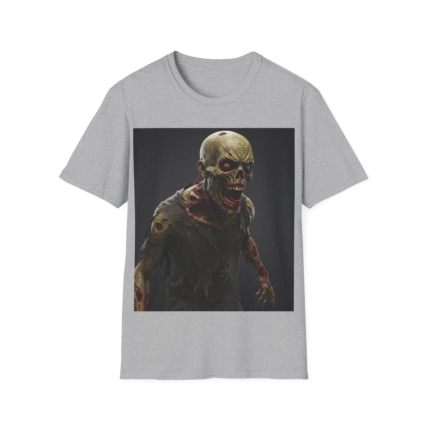 UK - Zombie Graphic Unisex Softstyle T-Shirt - Perfect for Halloween and Horror Fans