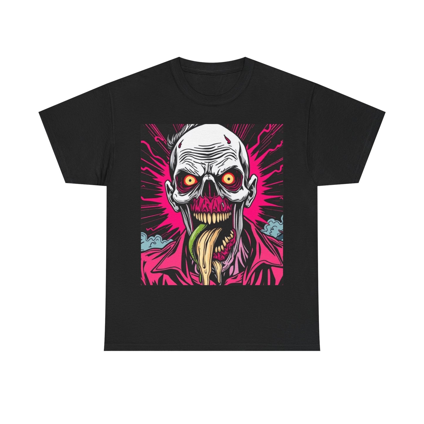 UK - Unisex Heavy Cotton Tee - Spooky Skull Art Graphic Tee