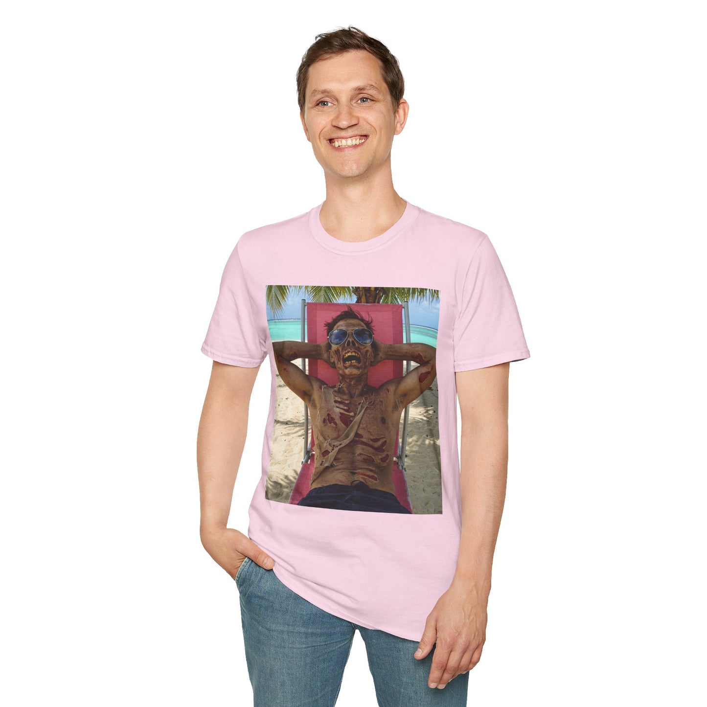 Chill Zombie Unisex Softstyle T-Shirt - Perfect for Beach Days & Halloween