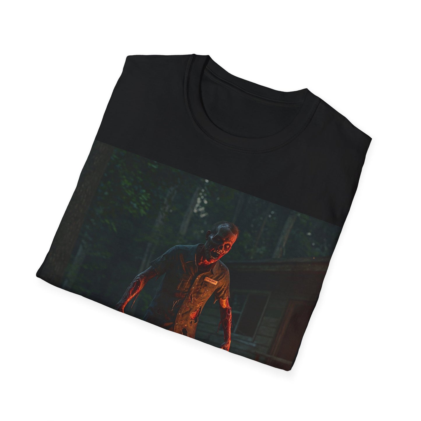 UK - Horror-Themed Unisex Softstyle T-Shirt - Creepy Zombie Design