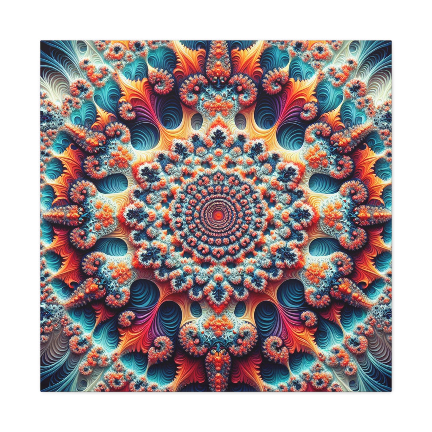 Vibrant Fractal Art Canvas – Stunning Stretched Wall Decor for Home or Office