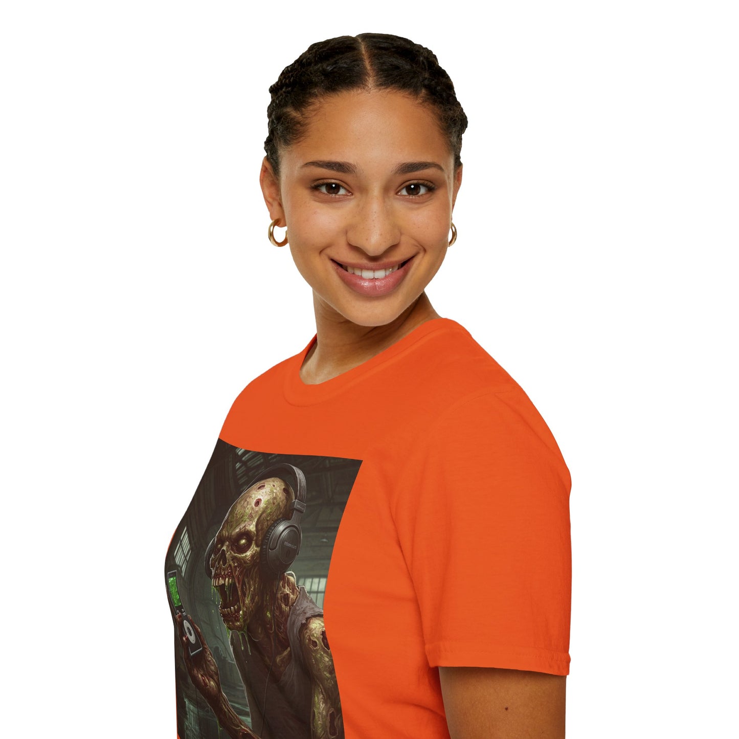 Zombie Listening to Music Unisex Softstyle T-Shirt
