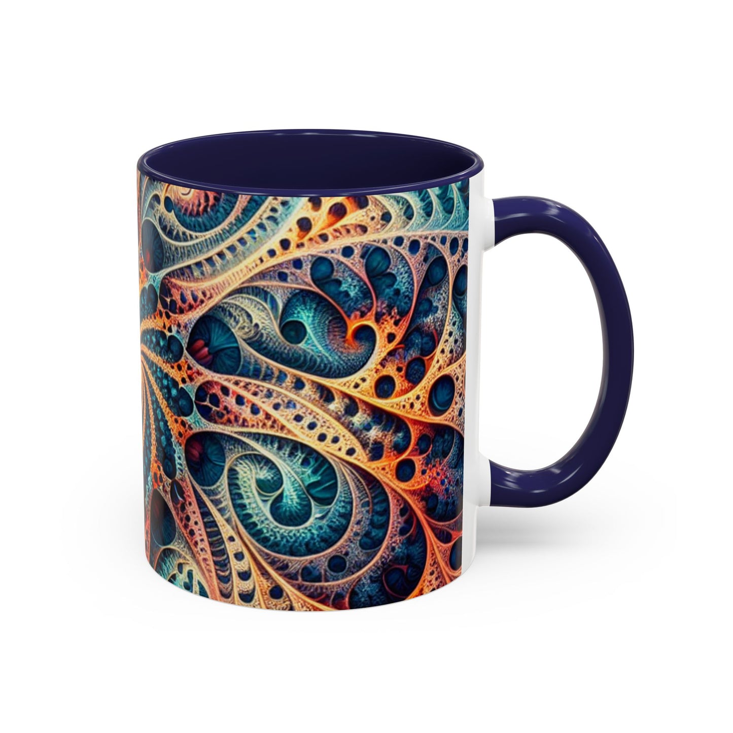 Colorful Swirl Accent Coffee Mug - 11oz & 15oz Ceramic Cup for Coffee Lovers
