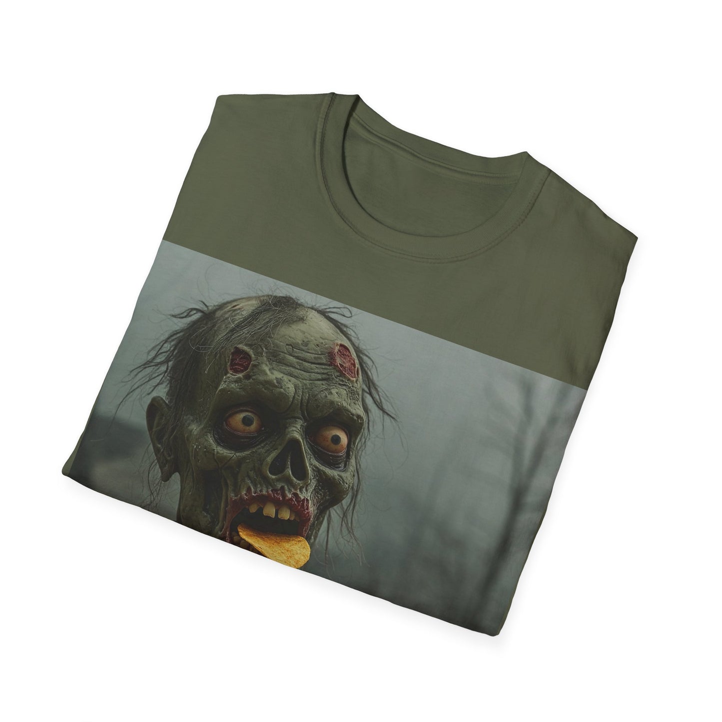 UK - Zombie Snack Unisex Softstyle T-Shirt - Perfect for Horror Fans & Halloween