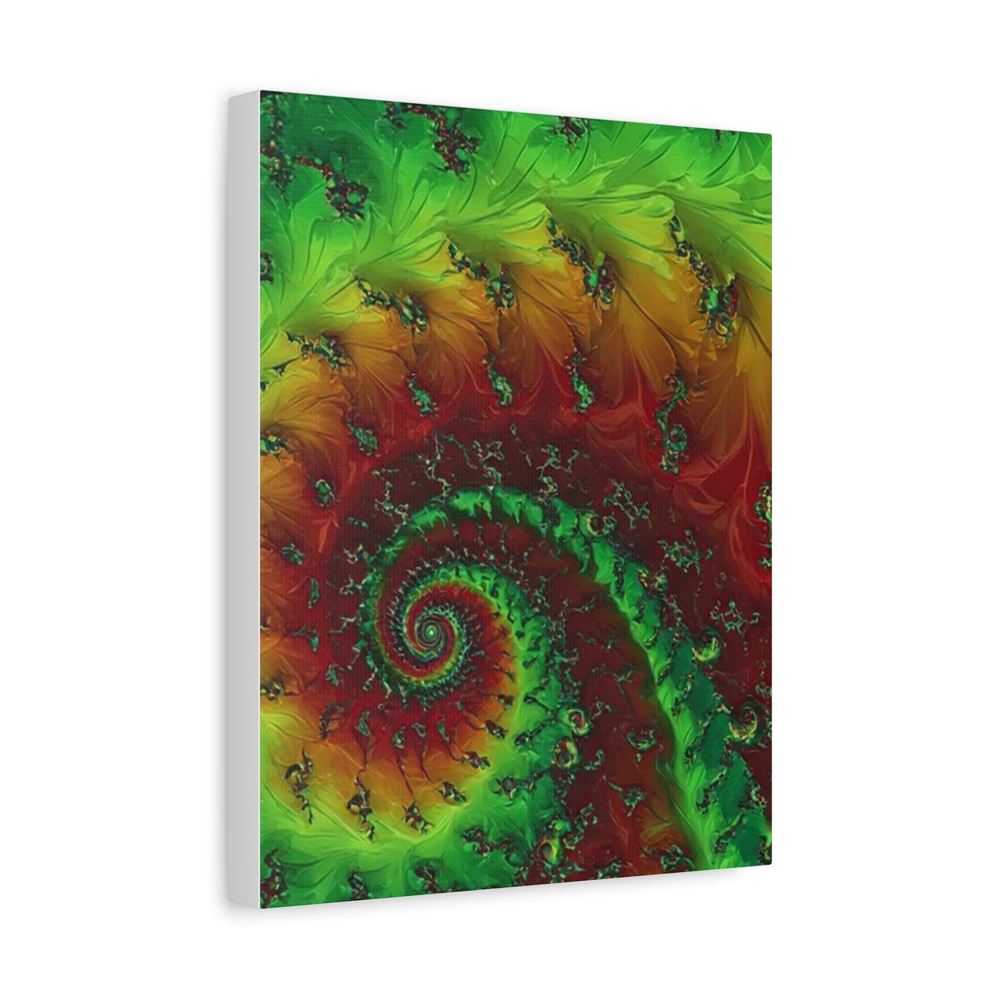 Vibrant Fractal Art Canvas - Green and Red Abstract Wall Decor