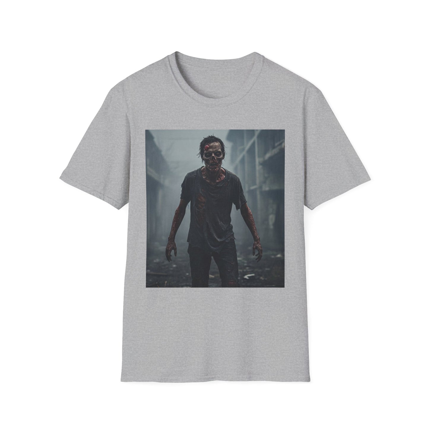 Apocalyptic Portrait Tee, bold, decaying zombie graphic