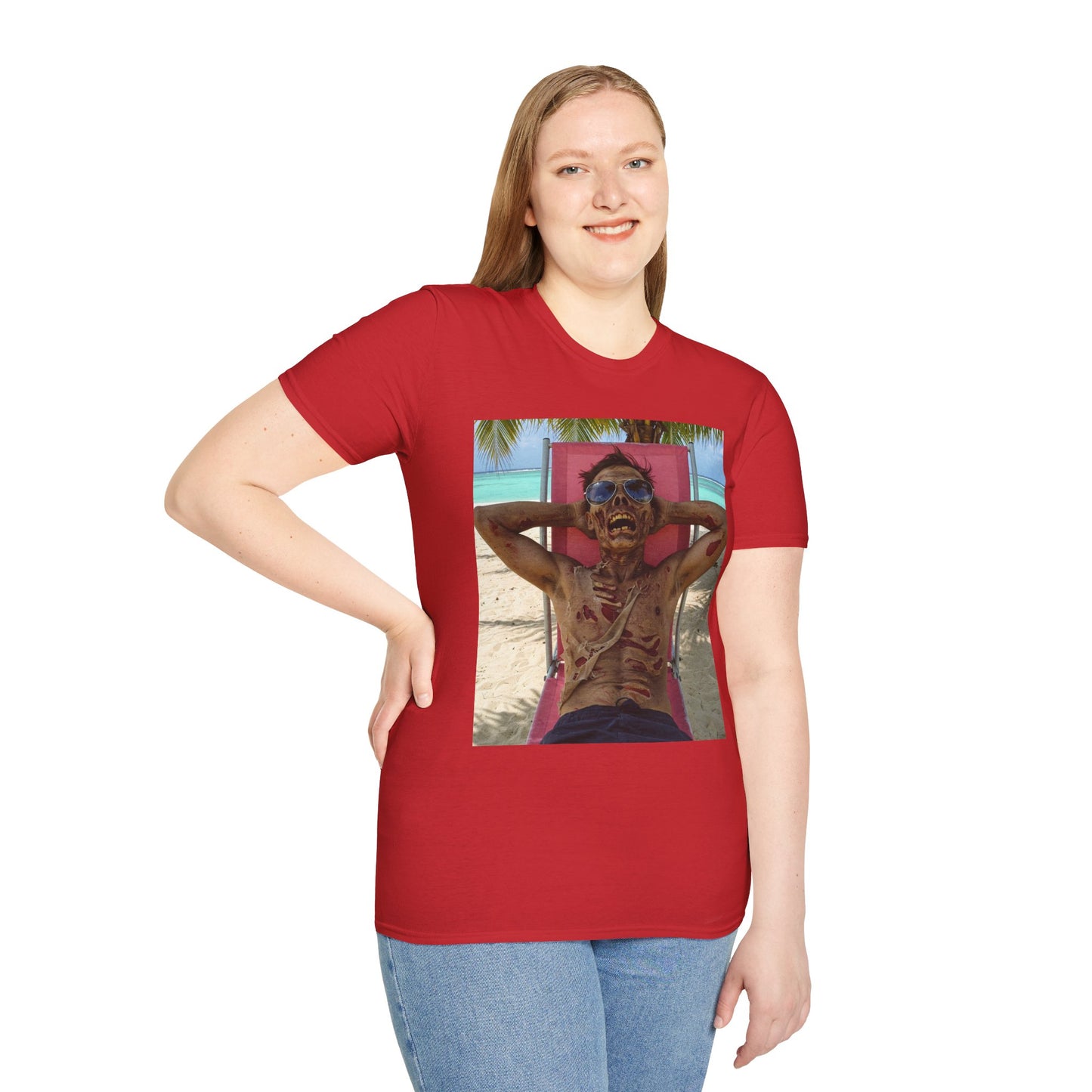 Chill Zombie Unisex Softstyle T-Shirt - Perfect for Beach Days & Halloween