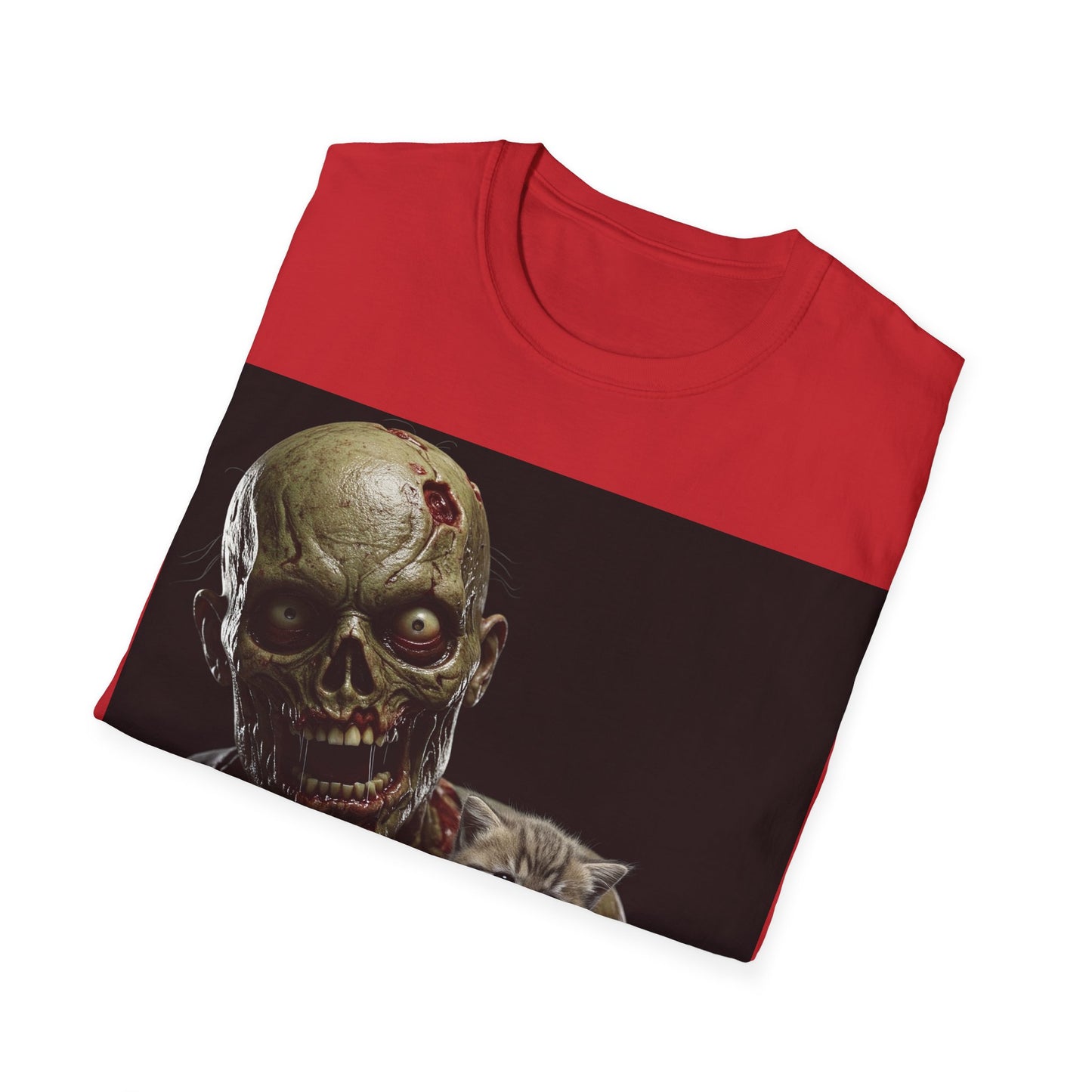 UK - Cute Zombie Cat Apocalyptic Portrait Tee, bold, decaying zombie graphic