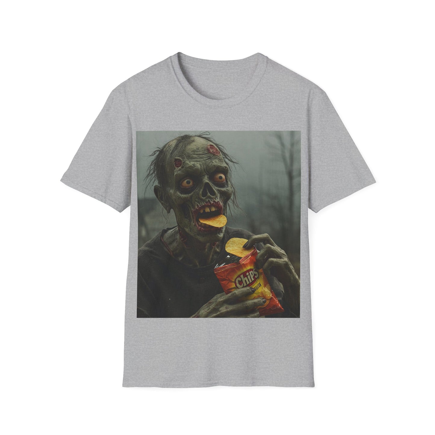 UK - Zombie Snack Unisex Softstyle T-Shirt - Perfect for Horror Fans & Halloween