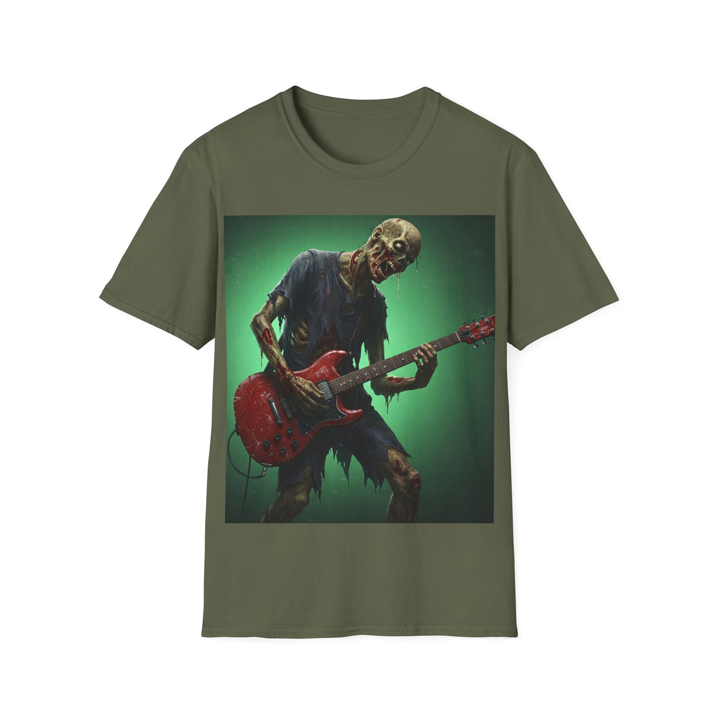 UK - Zombie Rocker Apocalyptic Portrait Tee, bold, decaying zombie graphic