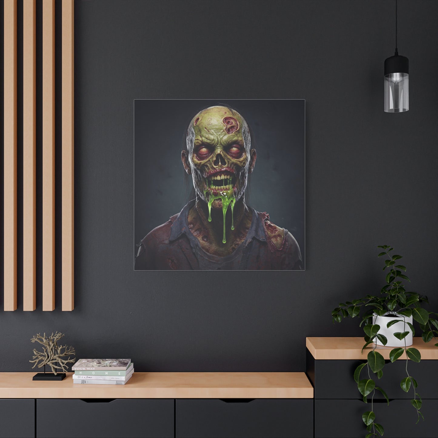 Zombie Art Canvas Wall Decoration - Spooky Halloween Home Decor