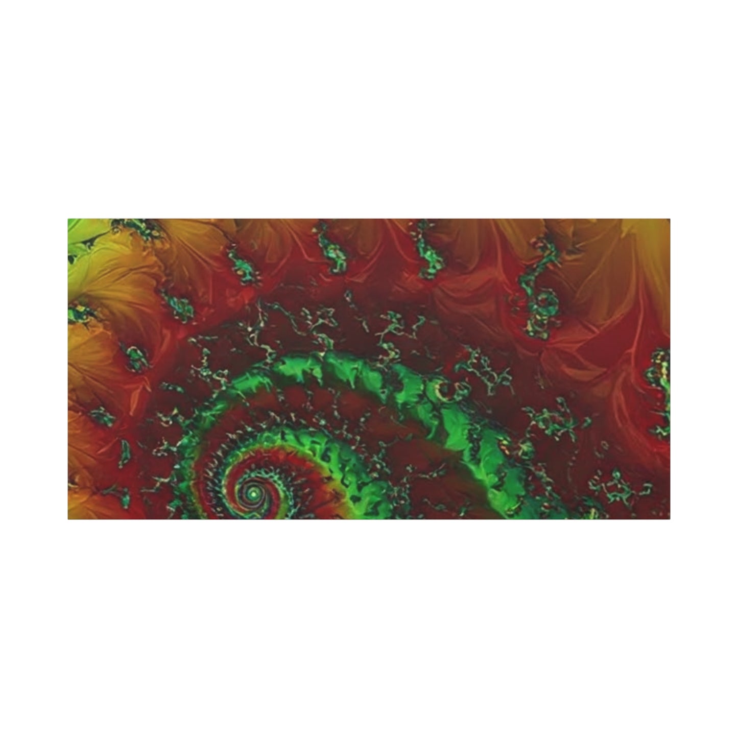 Vibrant Fractal Art Canvas - Green and Red Abstract Wall Decor